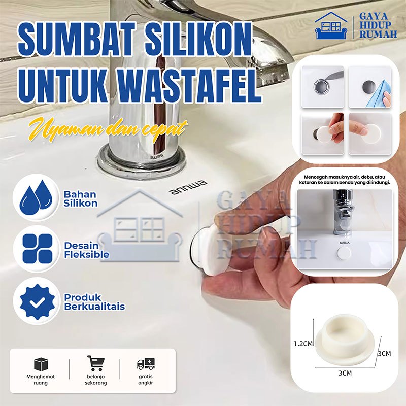 【2 pcs】Sumbat karet anti bocor, sumbat wastafel, sumbat lubang wastafel, sumbat lubang tersumbat