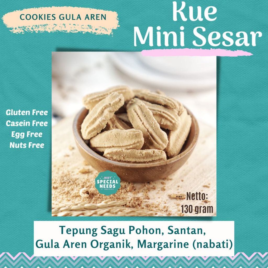 

Kue Mini Sesar (Semprit Sagu Aren) Egg Free - Cookies Aren - Diet Special Needs