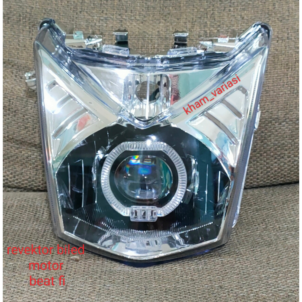 revektor lampu depan Biled motor beat fi mika bening 1set revektor+lampu projie biled