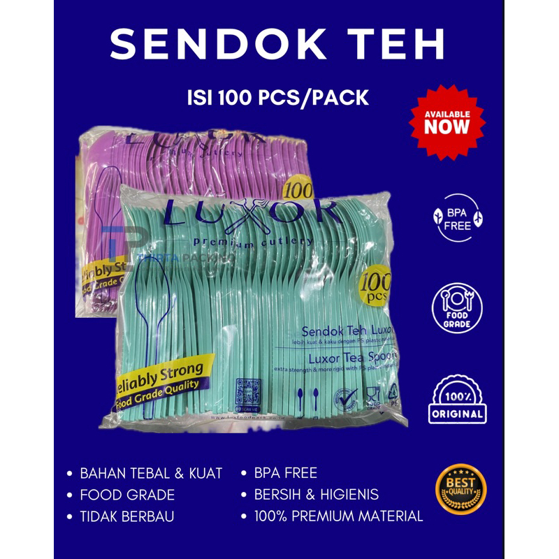 SENDOK TEH PLASTIK PELANGI MEREK LUXOR ISI 100 PCS / SENDOK ES BUAH ES KRIM / ECER GROSIR READY STOC