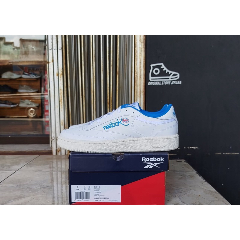 REEBOK CLUB 85 UNISEX WHITE BLUE ORIGINAL 100%