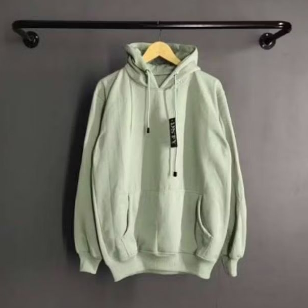 SWEATER HOODIE POLOS PREMIUM COTTON FLEECE HIJAU MINT SAGE