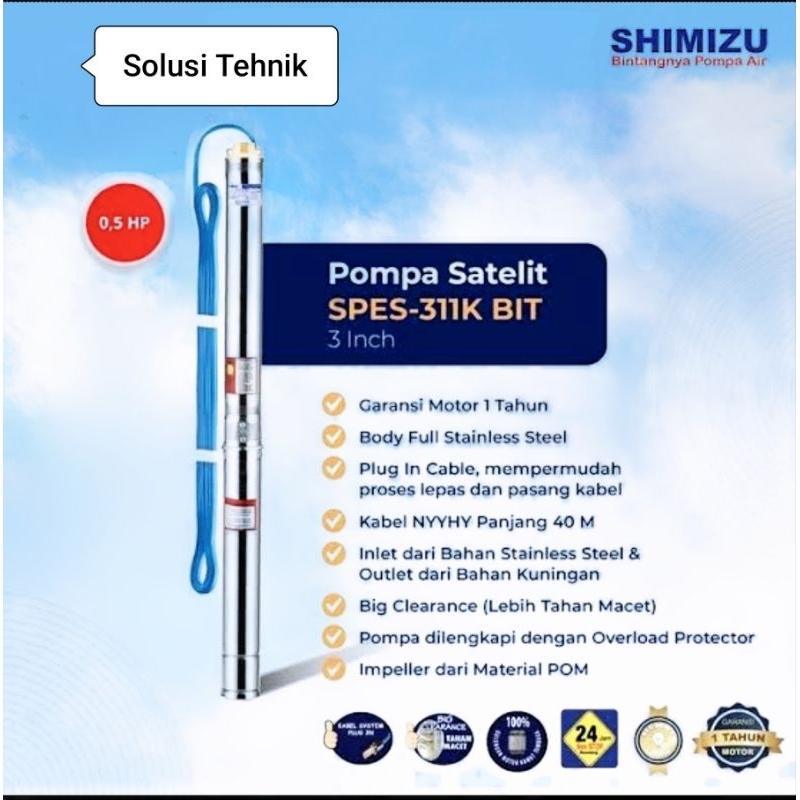 Mesin pompa air Sibel Shimizu Spes 311K Submersibel 05HP