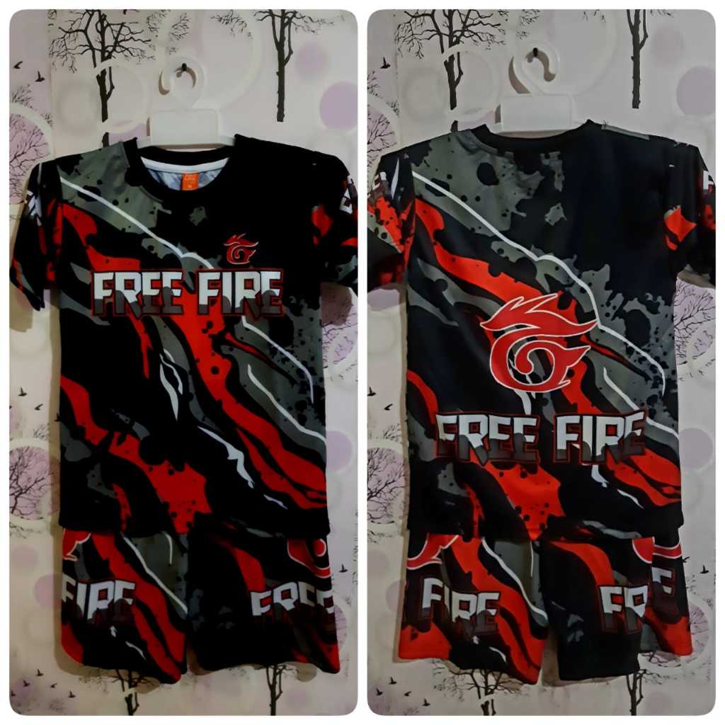 COD BAJU FREE FIRE TERBARU | SETELAN FF ANAK LAKI LAKI | Setelan Heroic Red Kaos Celana FF Angel Cal