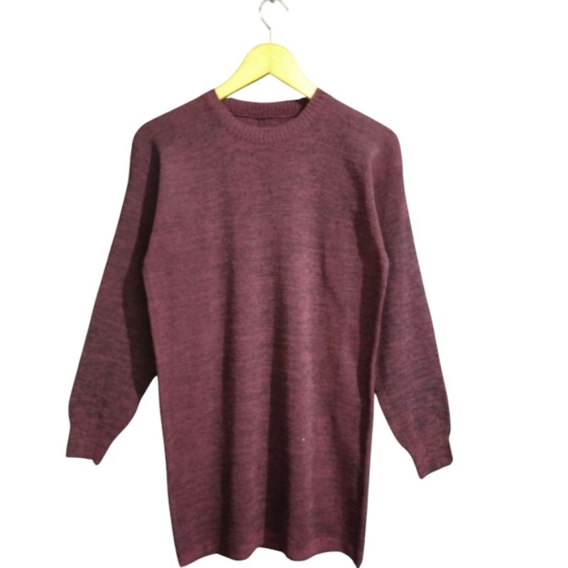 SWEATER RAJUT TUNIK BELAH SAMPING