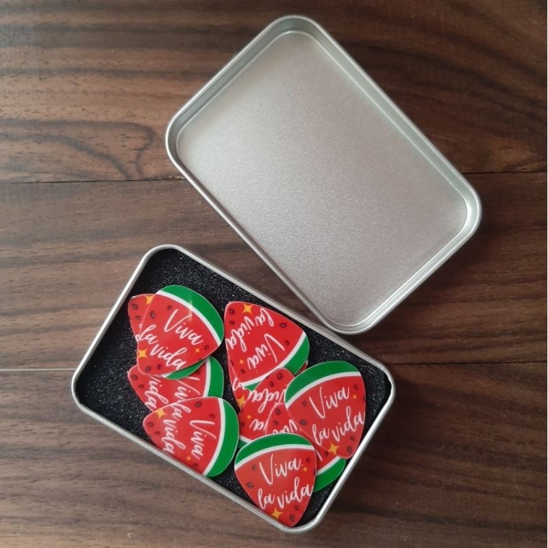 pick gitar twinkling watermelon viva la vida (custom) + box isi 10pcs