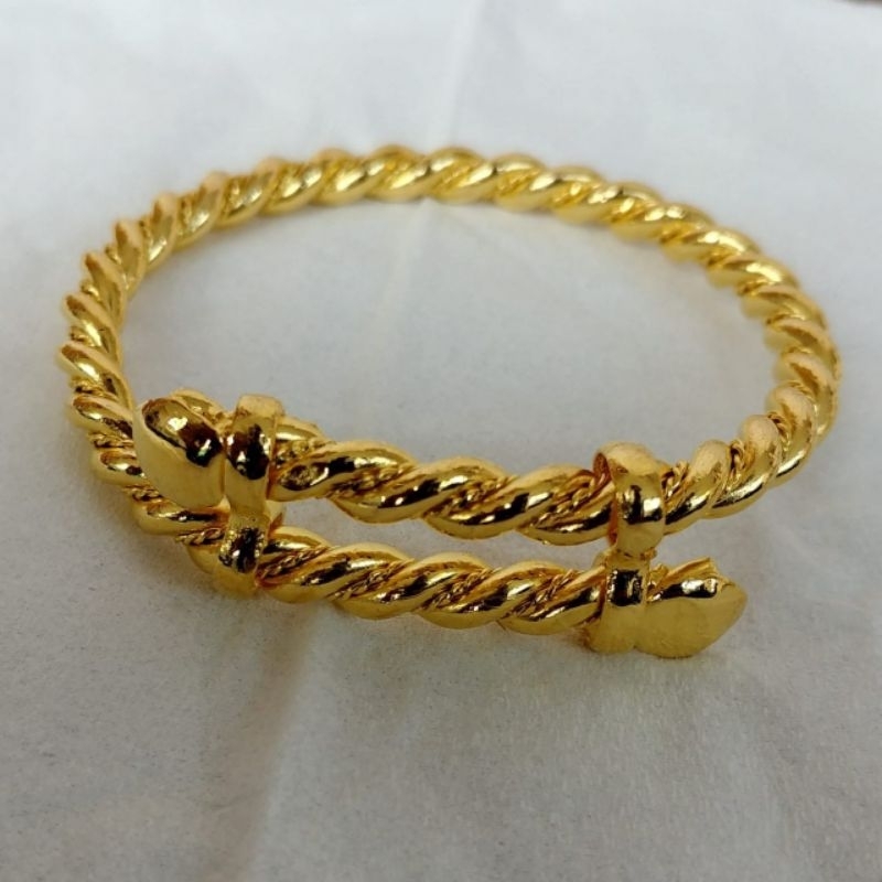 Gelang Lilit Tambang Pintal Lapis Emas Goldplated