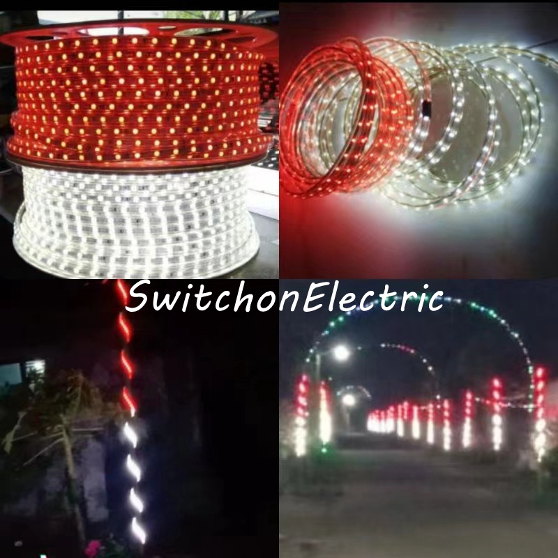 Paket Lampu Led Strip Selang Merah+ Putih +Adaptor 3528 220V 4M~ 12Meter Merah+ Putih