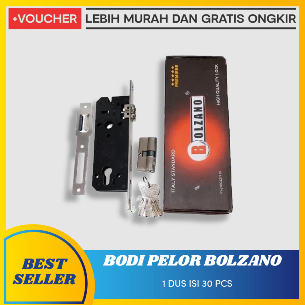 BODI PELOR BOLZANO - premium - body kunci pelor pintu rumah lockcase mortice roller. [A][#BOLZANO]