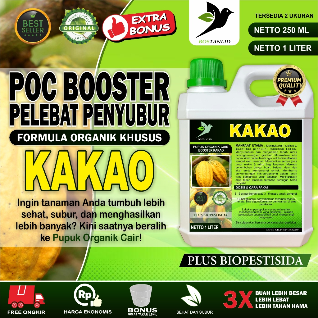 Pupuk Organik Cair Kakao / Booster Kakao / Pupuk Kakao Cair  / Nutrisi Kakao / POC Kakao Kemasan 250