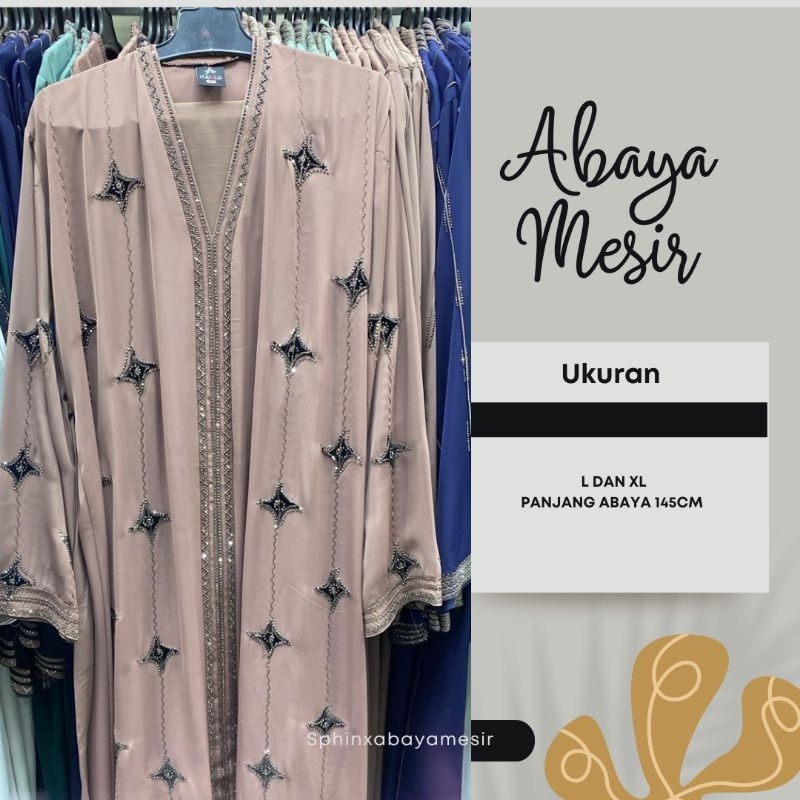 Abaya Original Mesir Motif Bintang – High Quality Authentic Egypt Design