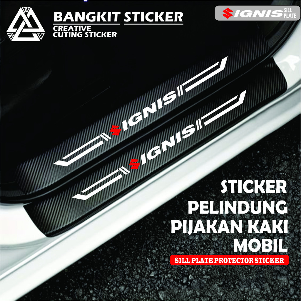 9PCS Sticker Carbon 3D Door Sill Plate Mobil IGNIS Stiker Pelindung Pijakan Lantai Pintu Dan Bagasi 