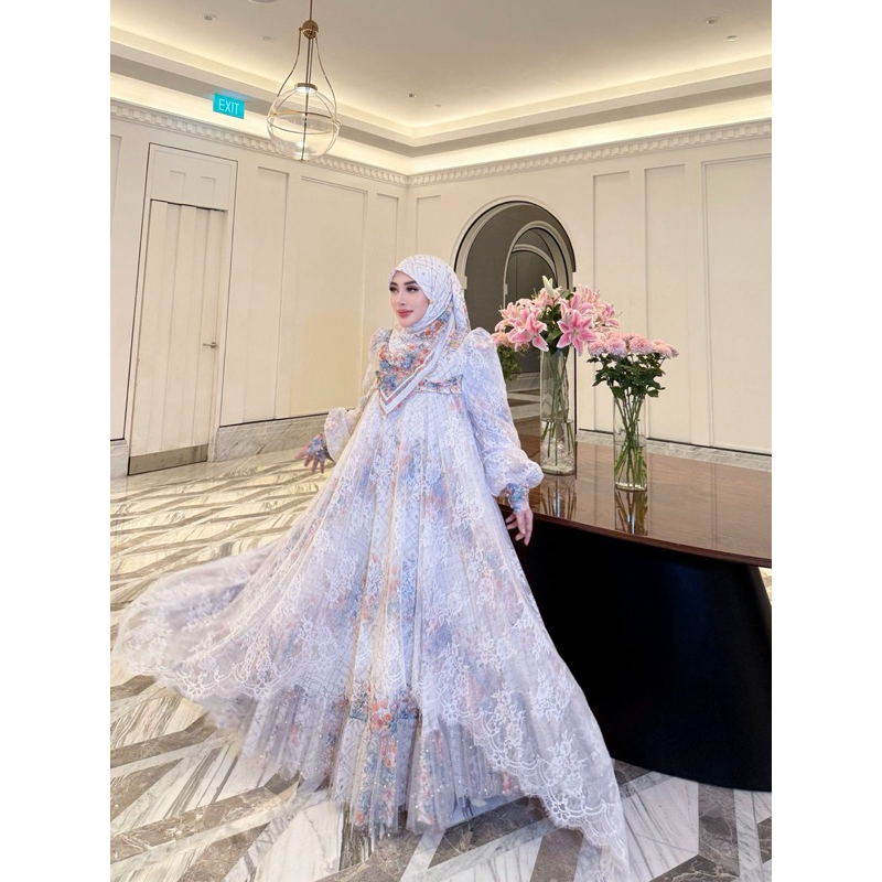 dress gamis store SS gancit mewah cantik set hijab SS ori by SHELLASAUKIA