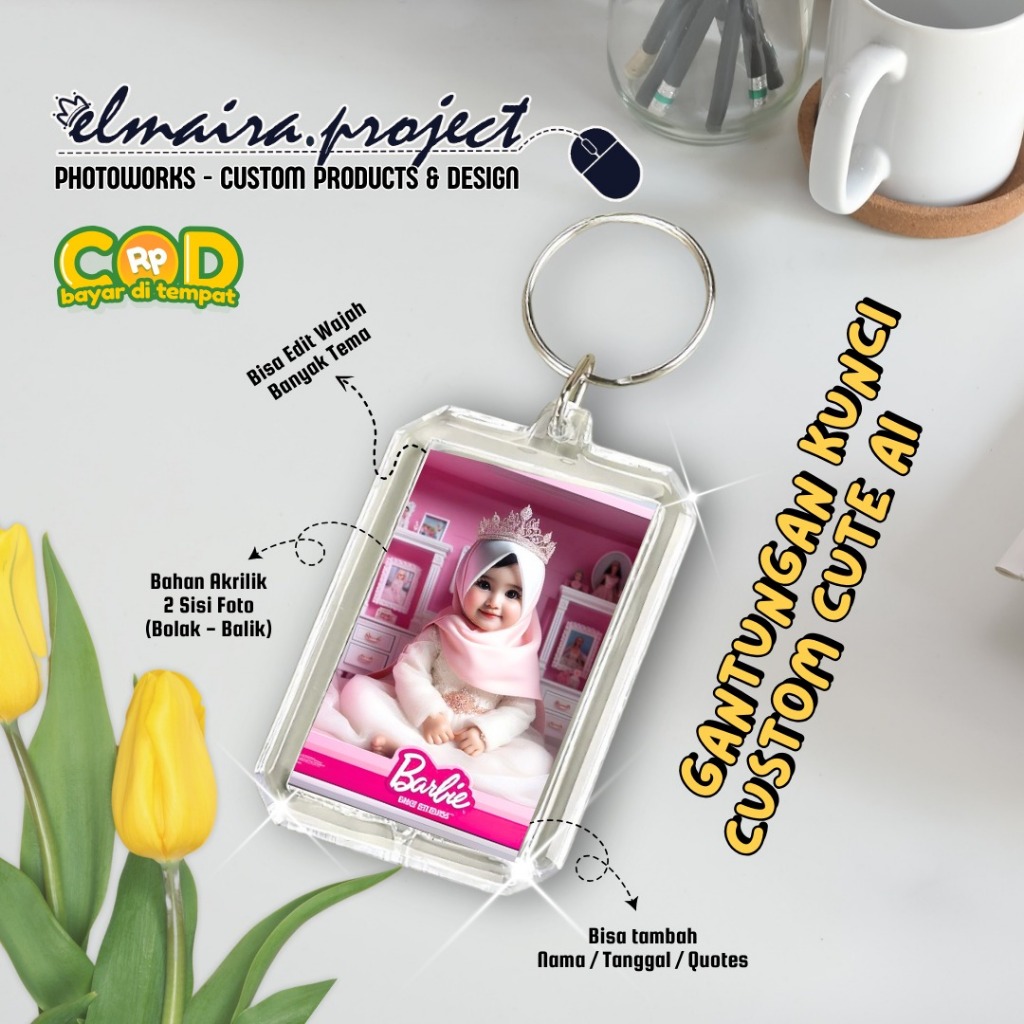 Gantungan Kunci Akrilik Custom Foto AI CUTE Ganci Custom