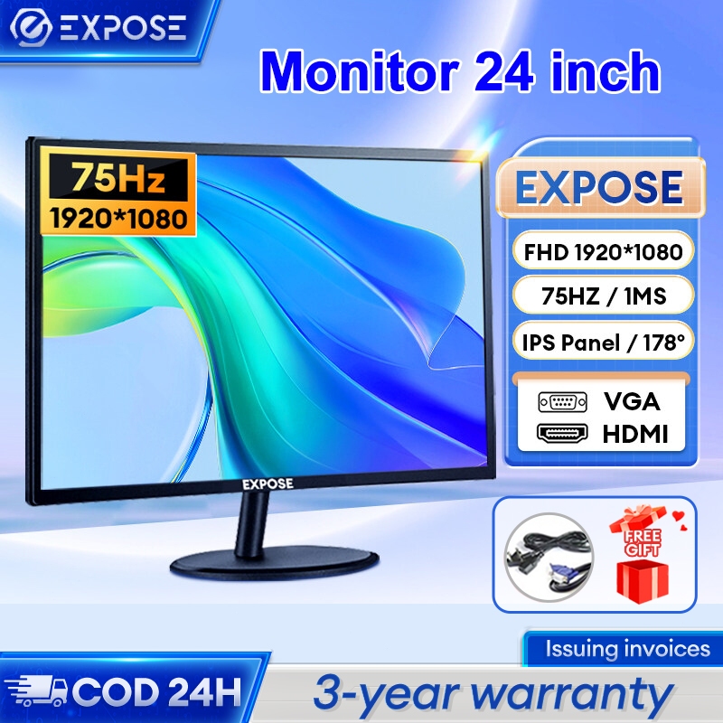 flaminggo shop - Monitor 24 inch Monitor PC Monitor Gaming 24 inch Panel IPS 75hz Full HD HDMI/VGA