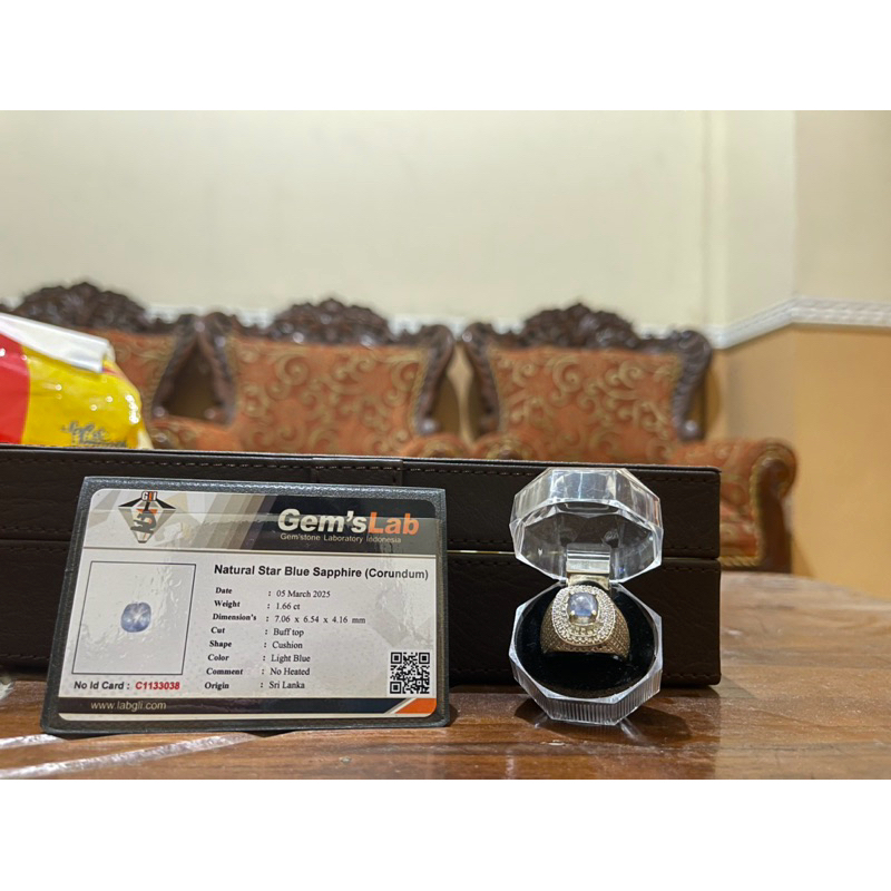 Natural Star Sapphire 1.66 ct memo GLI