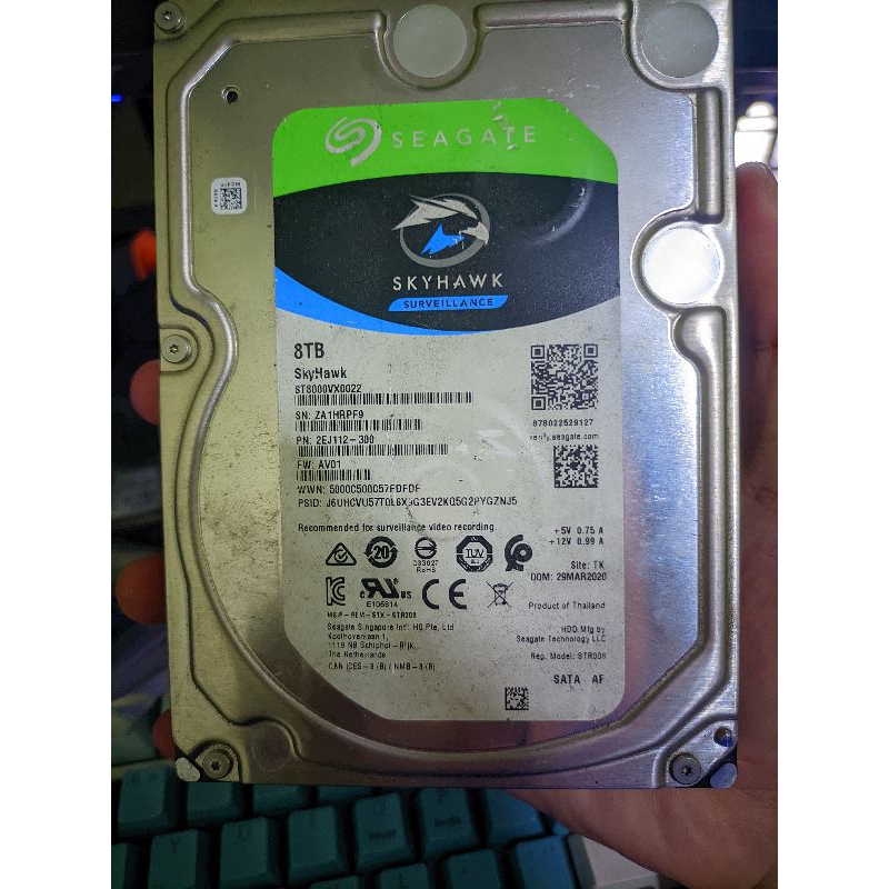 HDD 8TB 3.5 INCH Seagate Skyhawk rusak