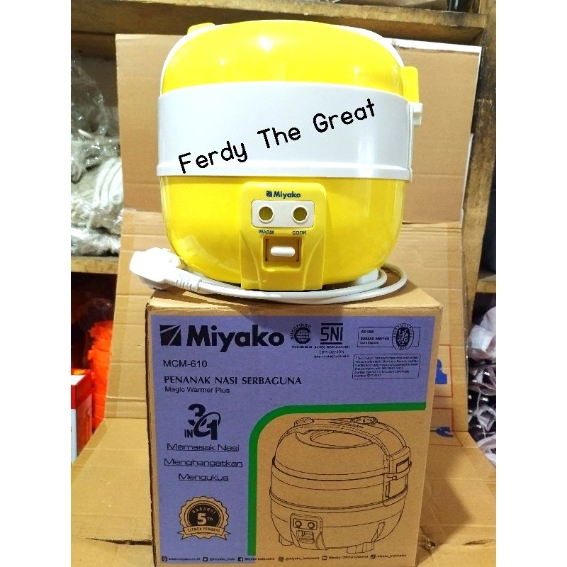 Magic Com 610 kuning 1 liter / Rice Cooker / Penanak Nasi kecil 1 Liter Miyako 610 / magic miyako 61