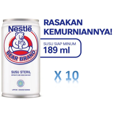 

BEAR BRAND Susu Kaleng Susu Beruang Susu Steril 189ml 10 pcs