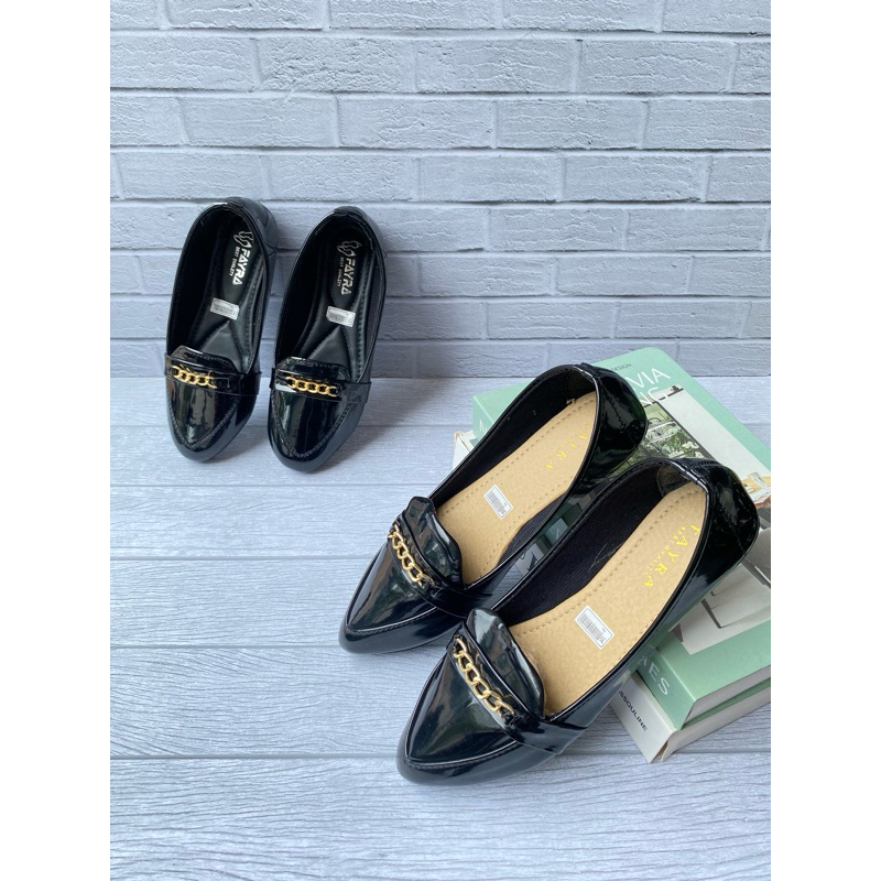 Sepatu Balet Couple Ibu dan Anak Perempuan Motif Rantai Besar Flatshoes Anak Cewek Sol Karet