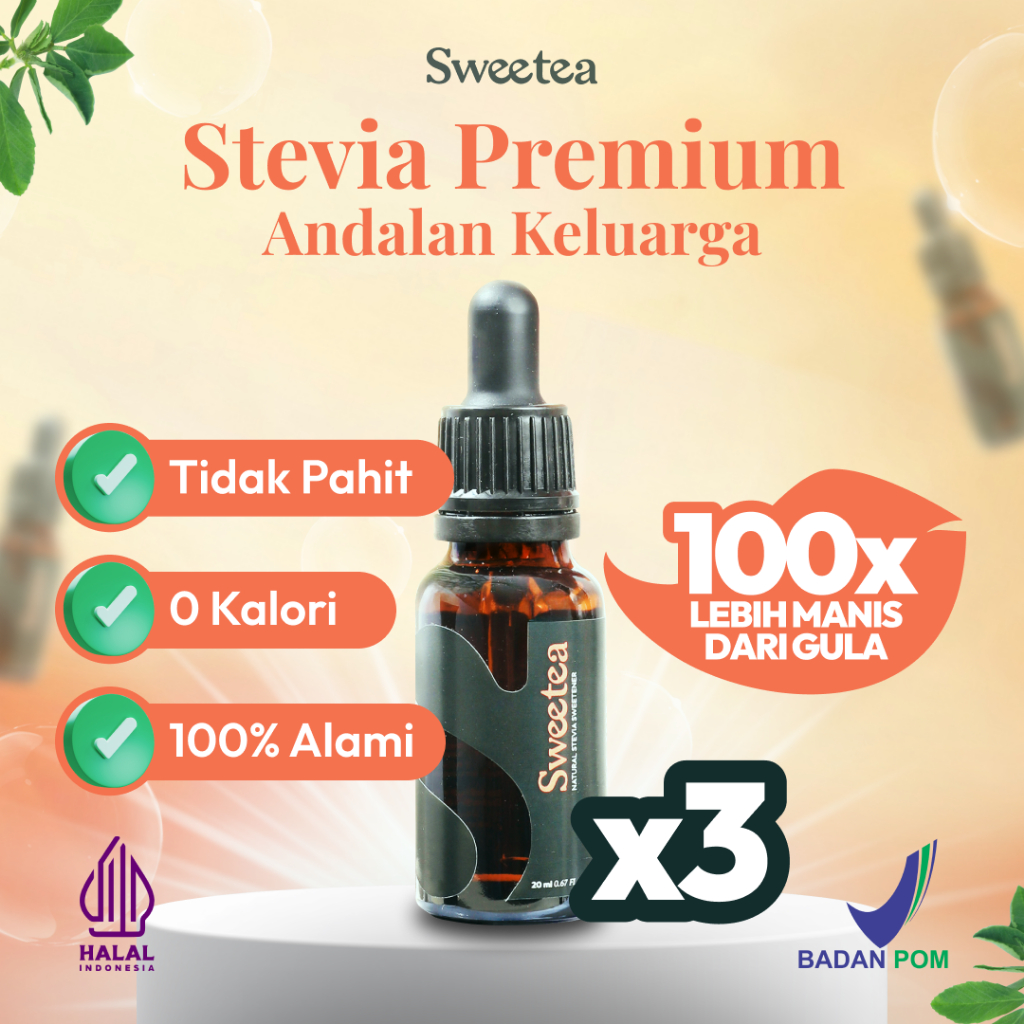 

Sweetea Pemanis Alami Stevia Keluarga - Paket Triple Natural Sweetener Premium Pengganti Gula 20ml