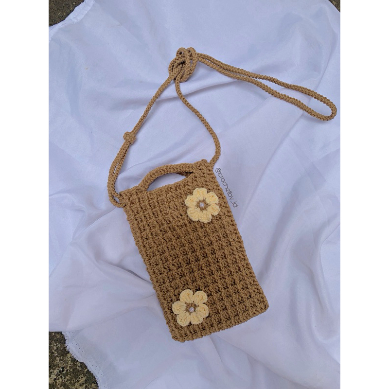 waffle phone bag rajut