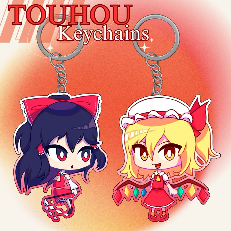 Fanmerch acrylic keychain touhou (reimu hakurei flandre scarlet)