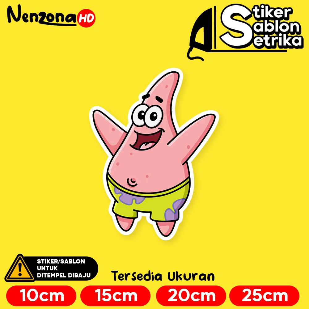 Patrick Star Kartun Spongebob Stiker Sablon Setrika by Nenzona HD