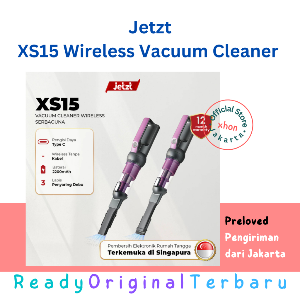 [ORIGINAL] Jetzt - XS15 Wireless Car Motorcycle Vacuum Cleaner | Penyedot Debu Tanpa Kabel Motor Mob