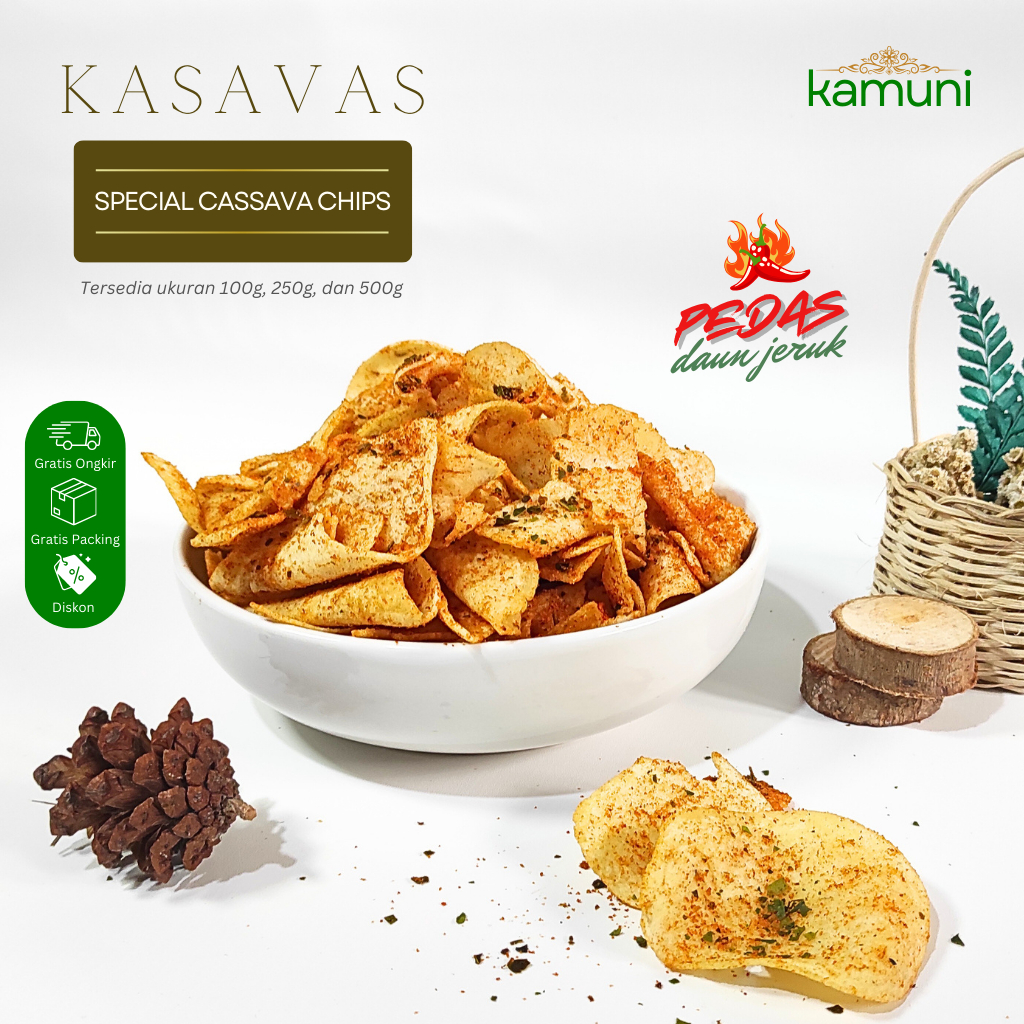 

Kasavas Pedas Daun Jeruk 500g – Keripik Singkong Super Krispi, Tersedia Harga Grosir | KAMUNI Multi Pangan
