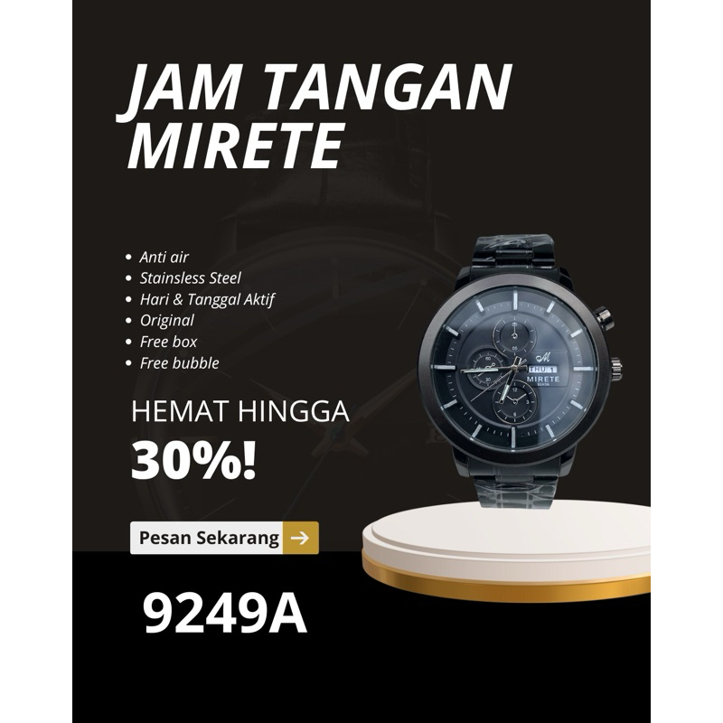 Mirete  9249A Jam Tangan Pria Full Stainless Anti Air dan Anti Karat Jam Tangan Keren