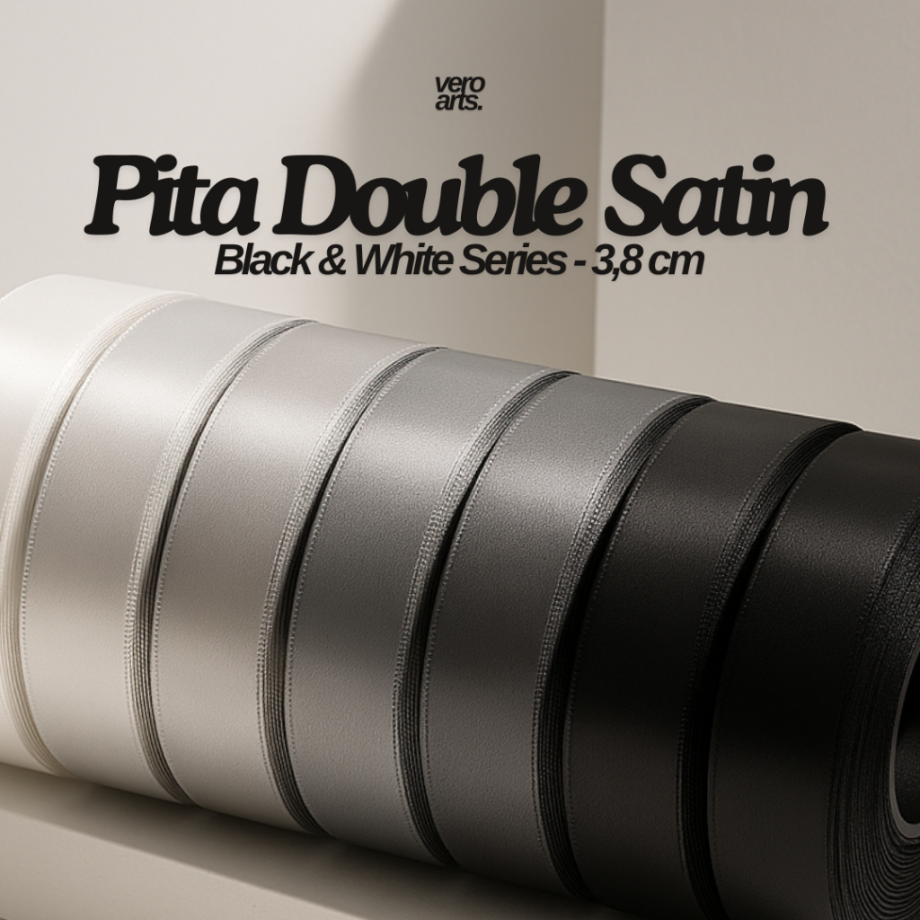 

1 Yard - Black & White Series Pita Double Satin Premium 3.8 cm | Pita Satin Import