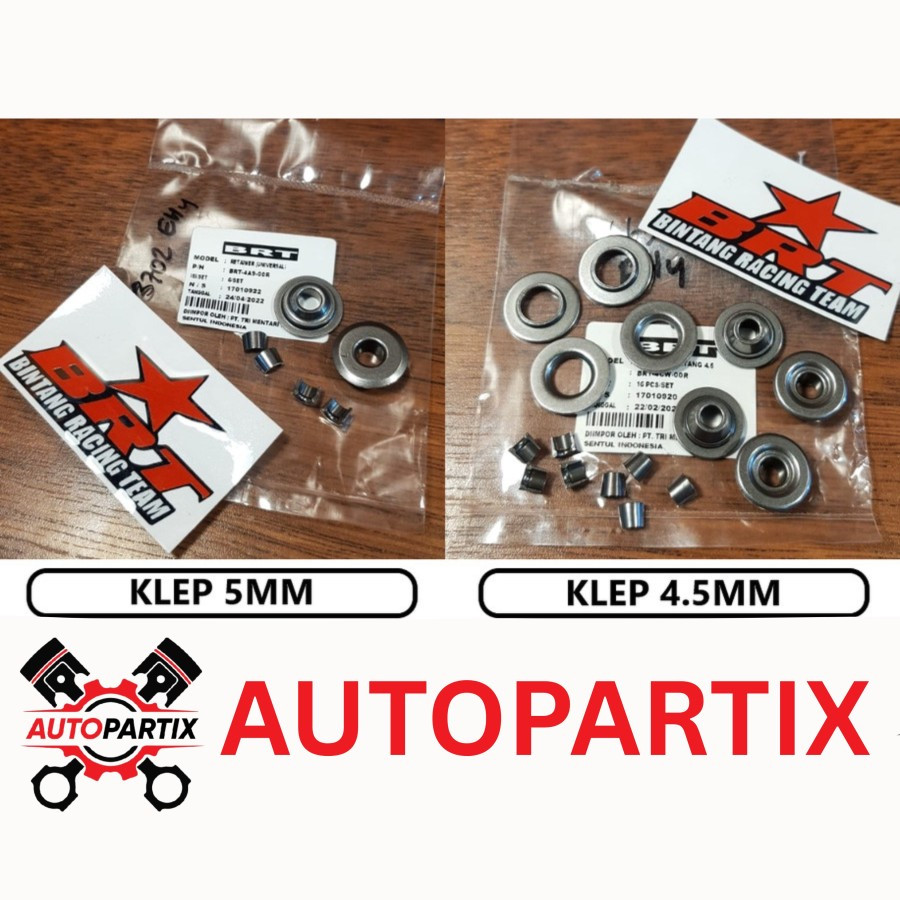 RETAINER & KUKU KLEP SET BRT 4.5MM 5MM Topi Klep Shim Sim Klep BRT 4,5 5 mm