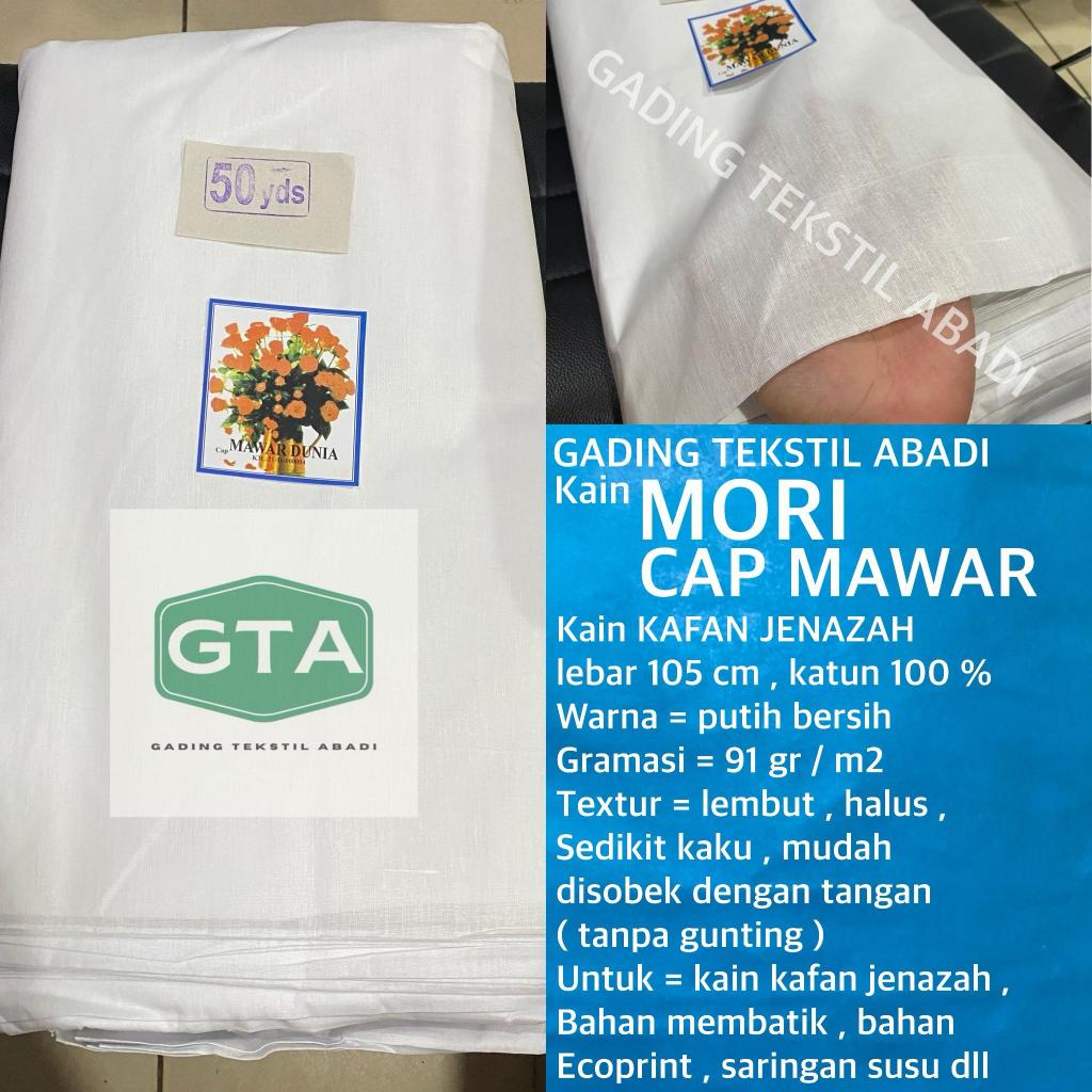 ( per setengah meter ) Kain kafan mori katun CAP MAWAR DIANA ROSE meteran lebar 105 cm bahan craft k