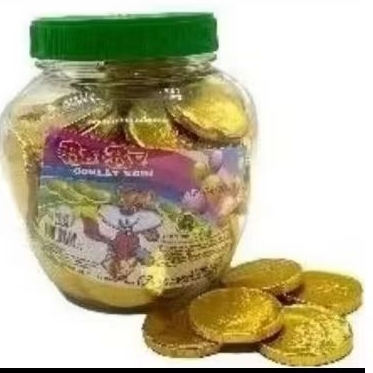 

Coklat koin be be isi 100, coklat enak.