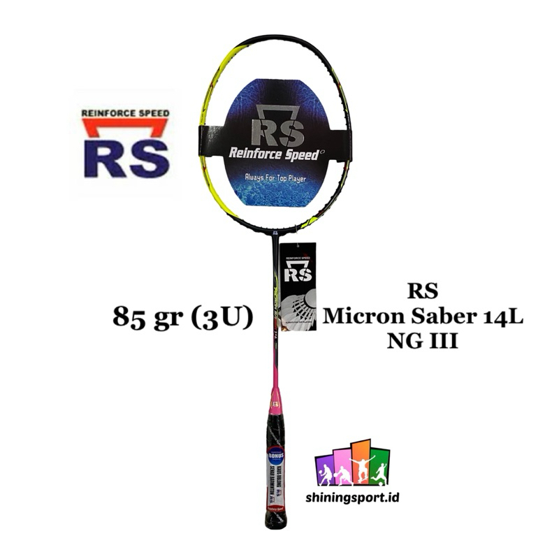 Raket Badminton RS Micron Saber 14L NG III (+ FREE TAS DOUBLE RESLETING, KAOS, SENAR + FREE JASA PAS