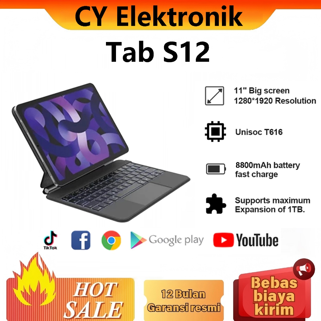 CY Eletronik Tablet PC Tablet S12 (16GB+1024GB) 11.6inch"lPs ScreenTablet Android 12 8800 mAhDual Si