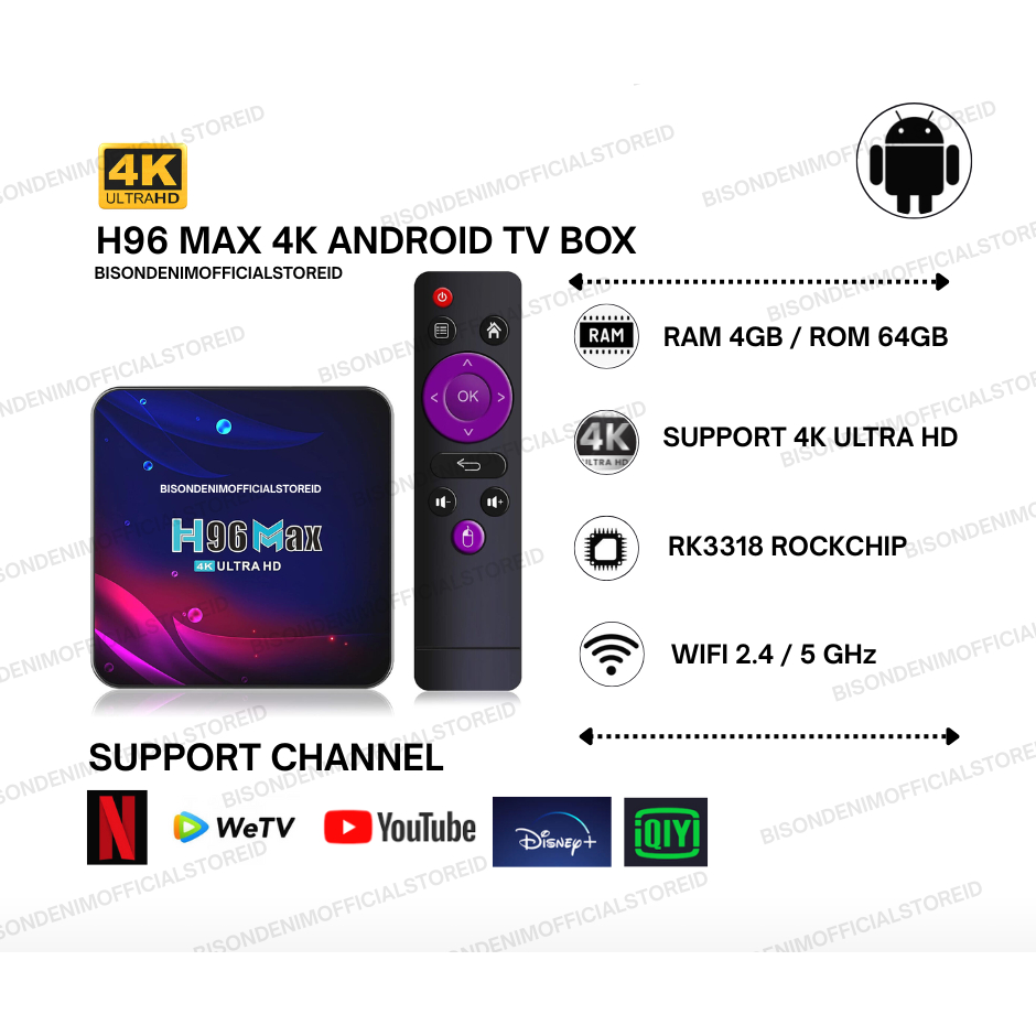 H96 MAX Android TV Box 4GB RAM /64GB ROM