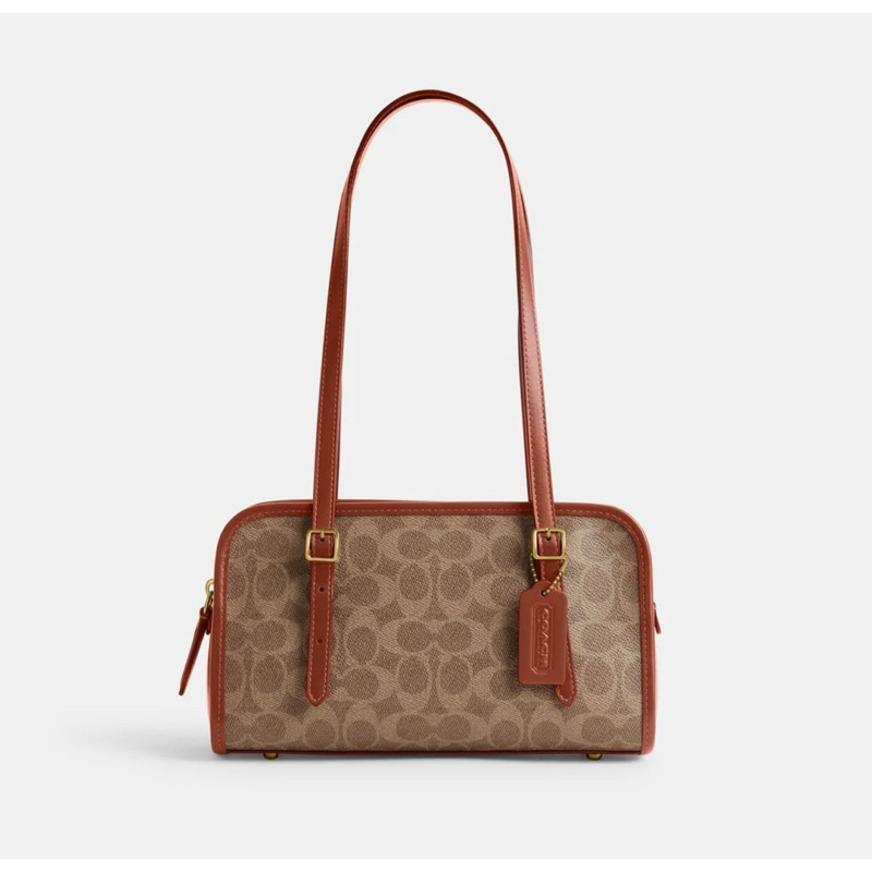 [ORIGINAL 100%] Coach Swing Zip In Signature Canvas - Tan Rust