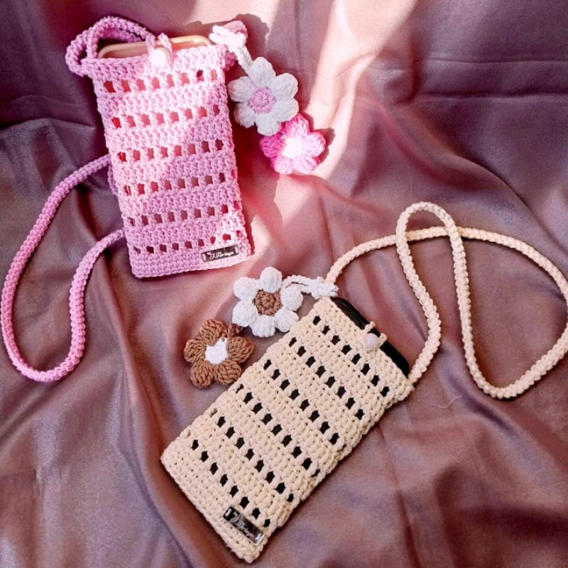 tas hp rajut//tas simpel untuk hp rajut handmade 100%