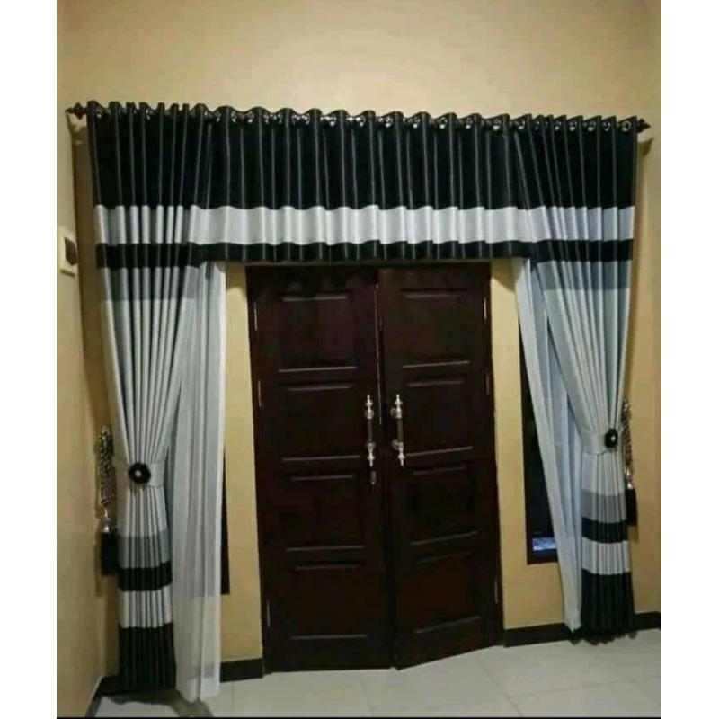 gorden blackout motif harga satu set 2 gorden 1 poni