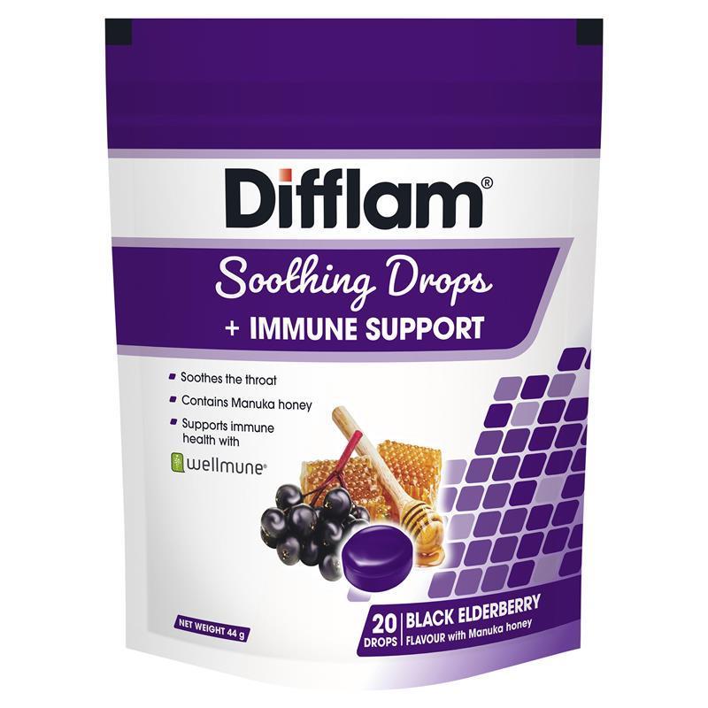 

Difflam Soothing Drops + Immune Support Black Elderberry 20 Pack Australia