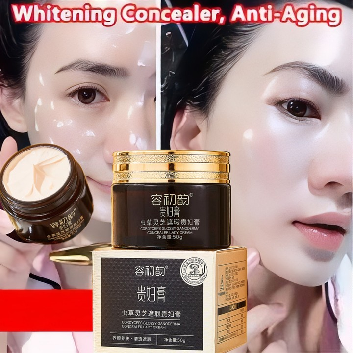 Ganoderma Cordyceps Dempul Wajah Tahan Lama Foundation Glowing 50g Cordyceps Whitening Lazy Cream 10