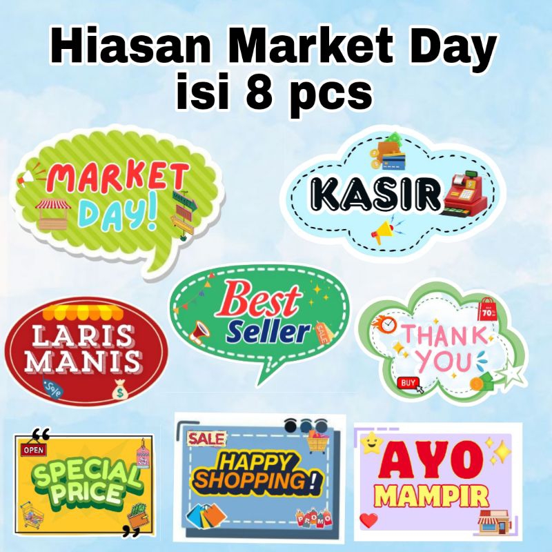 Aksesoris Market Day / Hiasan Market Day / Acc Market Day isi 8 dan 4