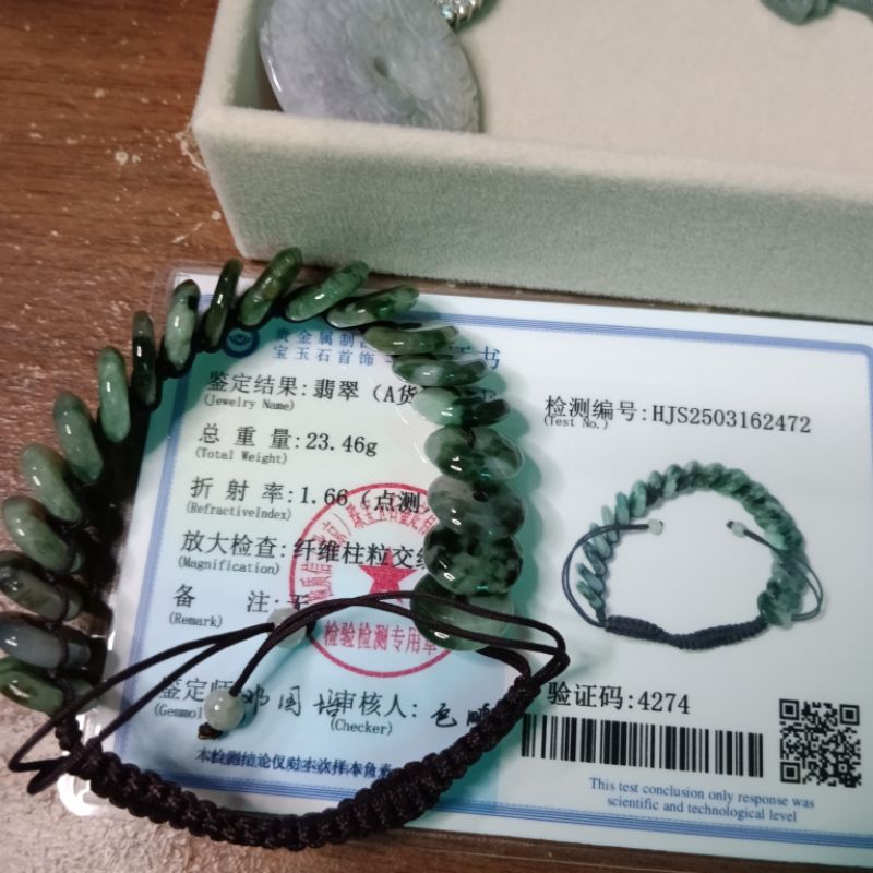 Gelang butir donut (bersertifikat) Giok burma Asli