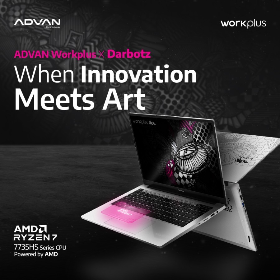 Laptop ADVAN x Darbotz Workplus AMD Ryzen 7 R7 7735HS ram 16GB ssd 512GB 14" IPS FHD Windows 11