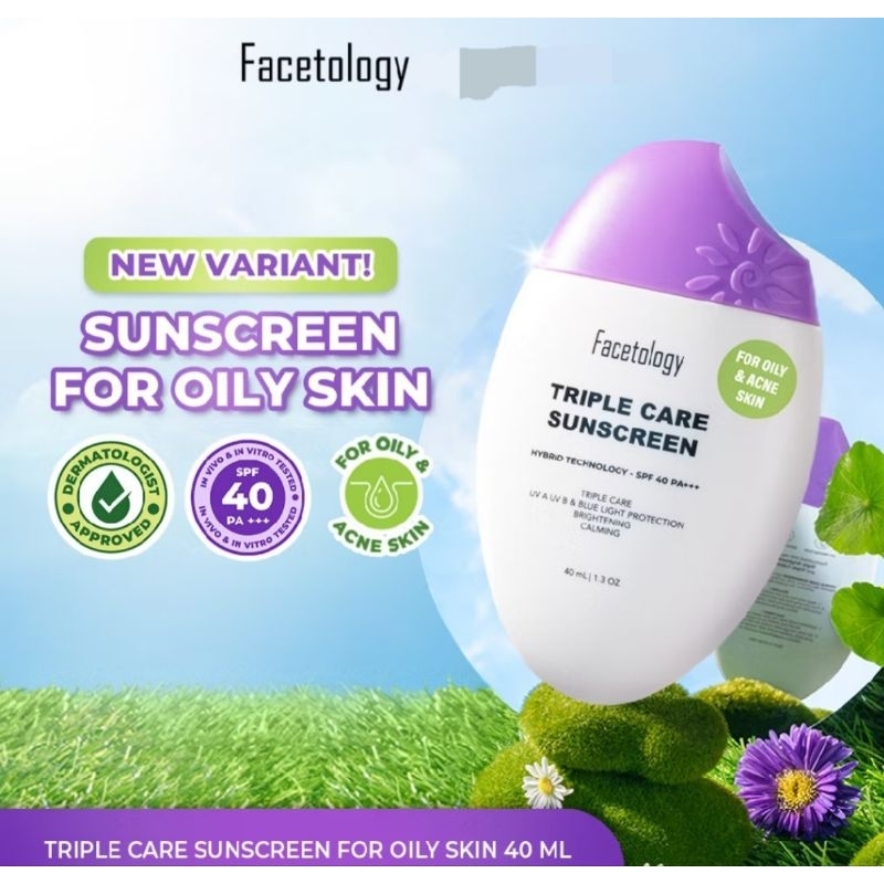 facetology sunscreen / triple care sunscreen facetology spf 40 / sunscreen facetology for oily skin 