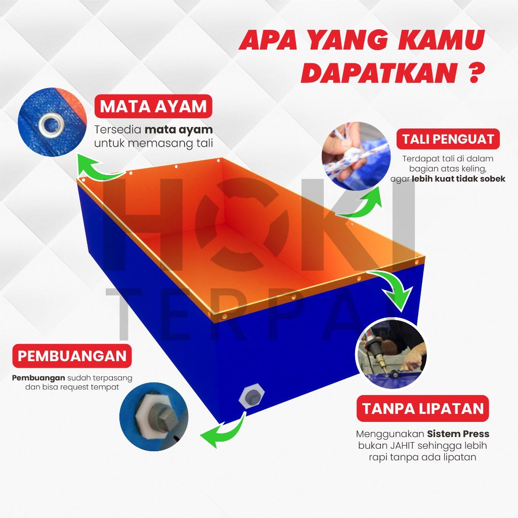 KOLAM TERPAL IKAN 200x100x50 - TERPAL KOLAM IKAN