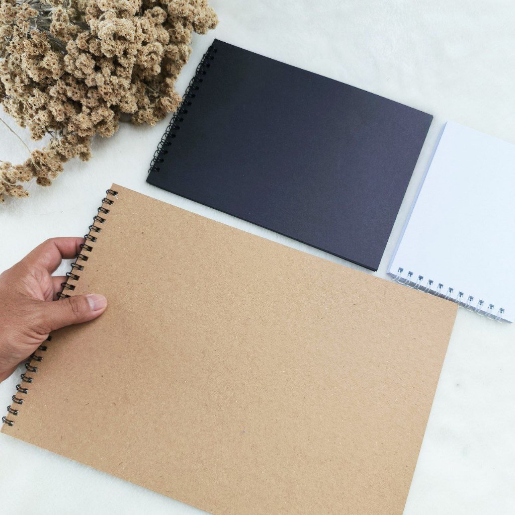 

NOTEBOOK A4/A5/A6 Buku tulis kertas bahan tebal scrap book hitam Coklat Putih polos