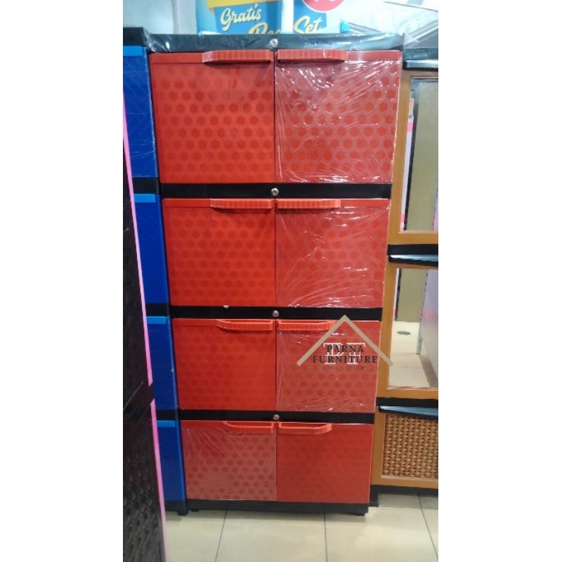 Lemari Plastik 4 susun (full kunci) besar